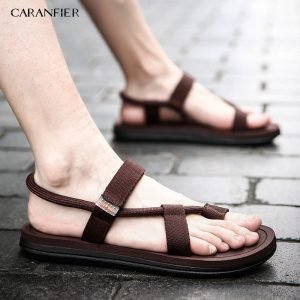 CARANFIER Latest New Summer Beach Shoes Men Casual Sandals Gladiator Roman Sandalias Male Shoes Adult Slip-on Flat Flip Flops