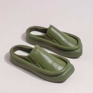 New Platform Green Woman Slippers Fashion Women Summer Shoes Designer Flip Flops Outdoor Beach Slippers Flat Leather Slaps